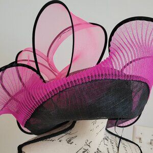 Paris Hand-Made Large Brim Ruffle Organza Hat | Elegant Royal Derby Wedding Hat